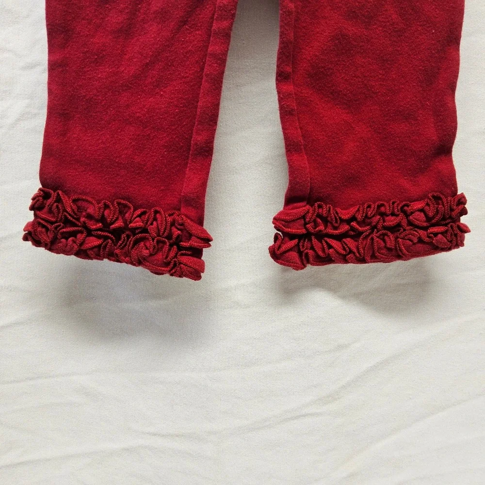 Gymboree Ruffle Hem Leggings Baby Girls 18-24M Red Bow Accent Cotton Pants